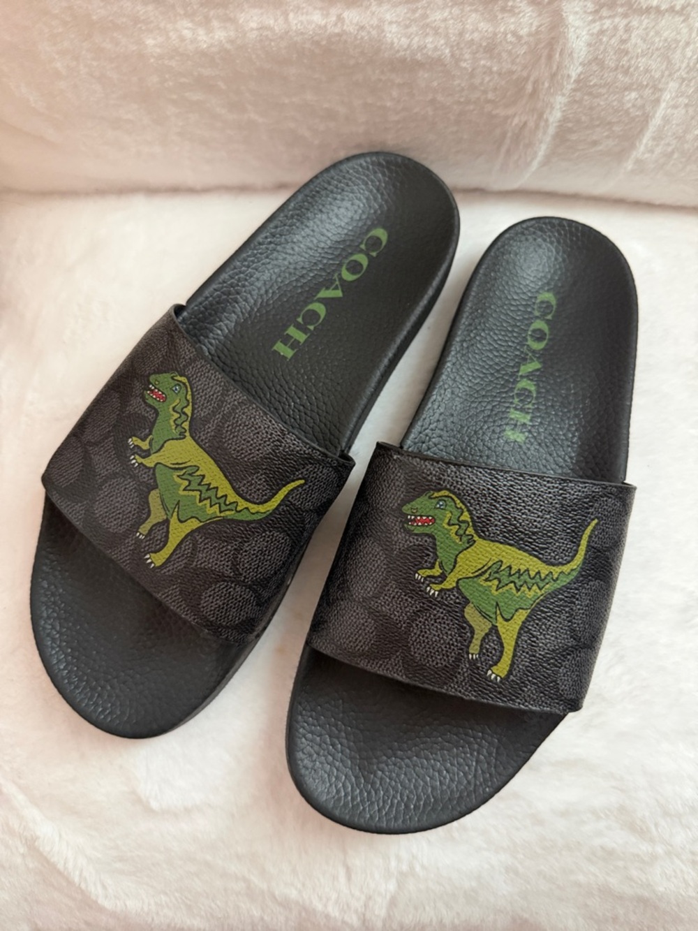 ‼️❌FINAL PRICE DROP❌‼️New! Coach Signature Rexy Slides size 8 Black